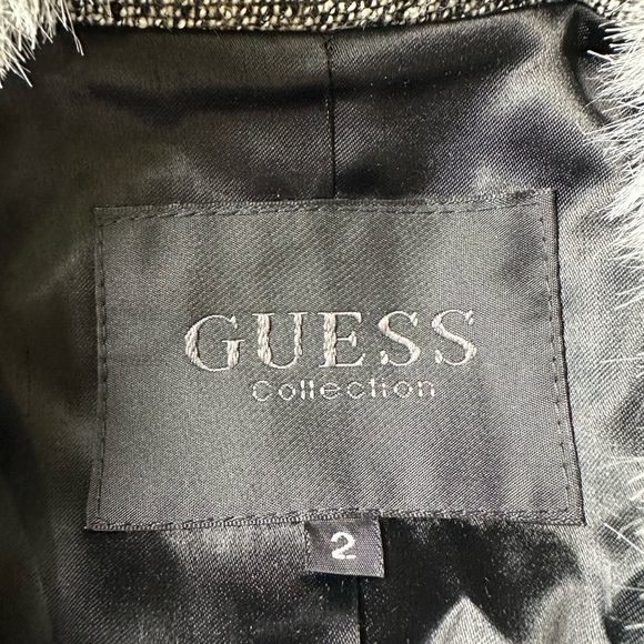 Guess Gray Winter Coat Faux Fur Collar Wool Blend Long Belted Pockets Women’s 2 - Picture 6 of 13